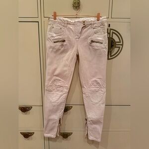Balmain Skinny Biker Jeans in Pink Cotton